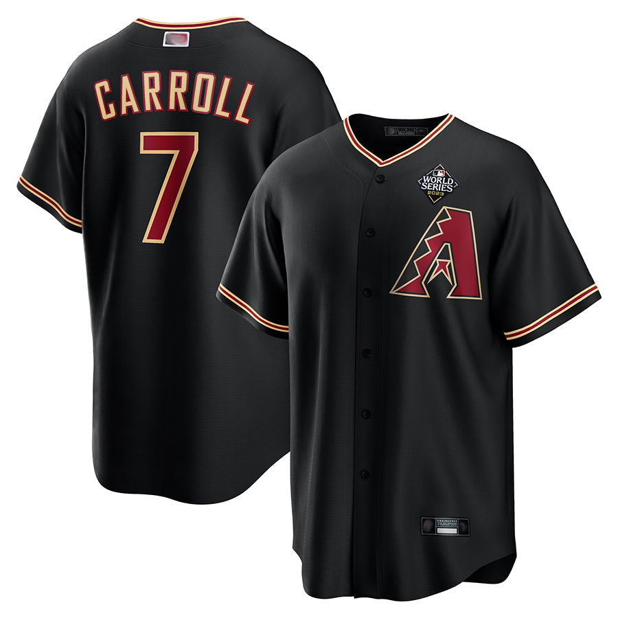 Crovyle A.Diamondbacks #7 Corbin Carroll Player Black World Series Replica Personalized Stitched Jerseys