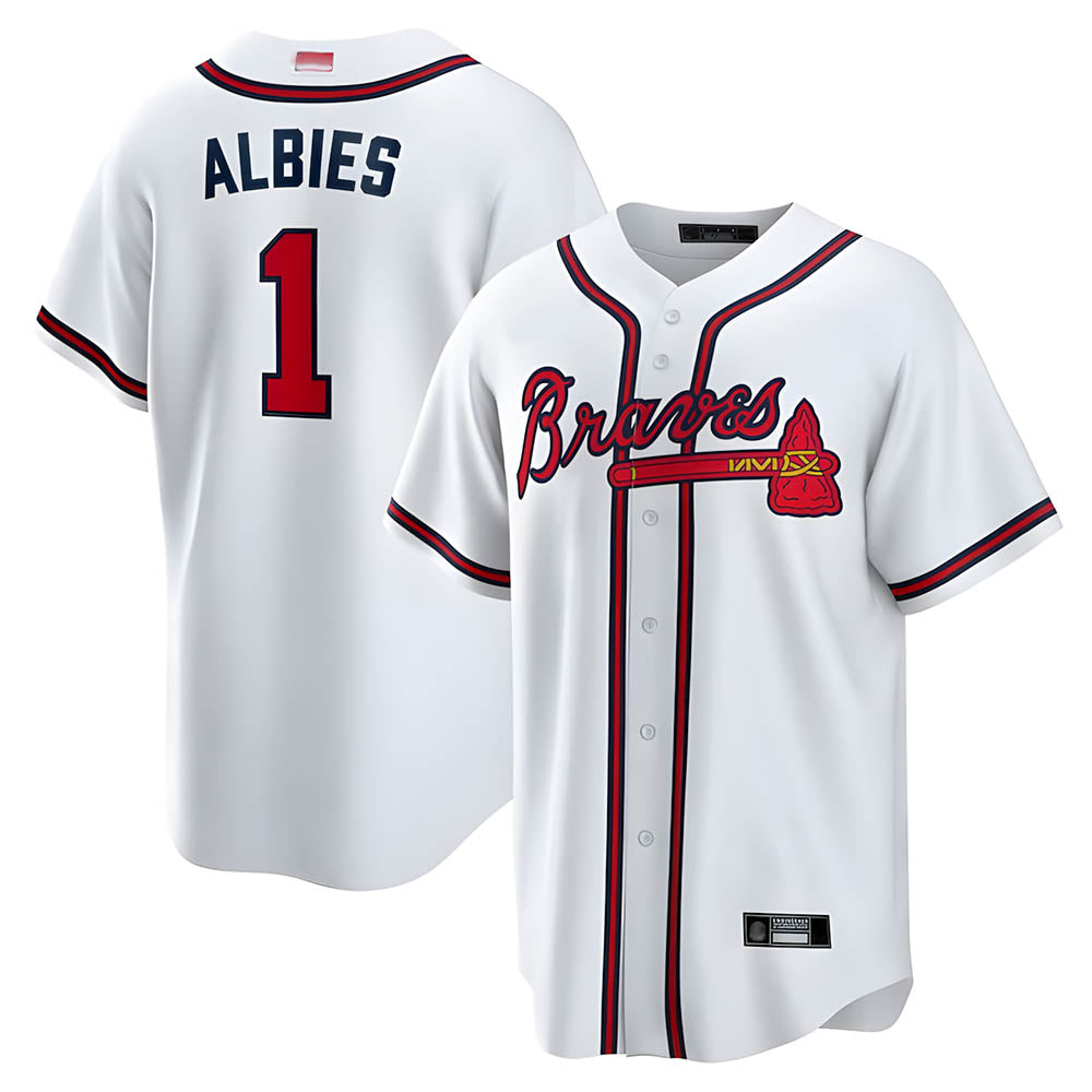 Crovyle A.Braves #1 Ozzie Albies Player White Alternate Stitched Jerseys