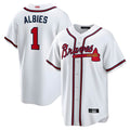 Crovyle A.Braves #1 Ozzie Albies Player White Alternate Stitched Jerseys