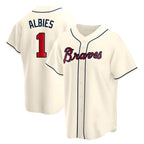 Crovyle A.Braves #1 Ozzie Albies Player Cream Replica Alternate Stitched Jerseys