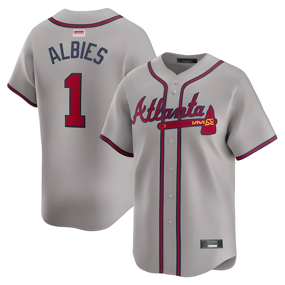 Crovyle A.Braves #1 Ozzie Albies Player Gray Vapor Premier City Connect Premium Stitched Jerseys