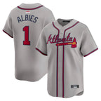 Crovyle A.Braves #1 Ozzie Albies Player Gray Vapor Premier City Connect Premium Stitched Jerseys