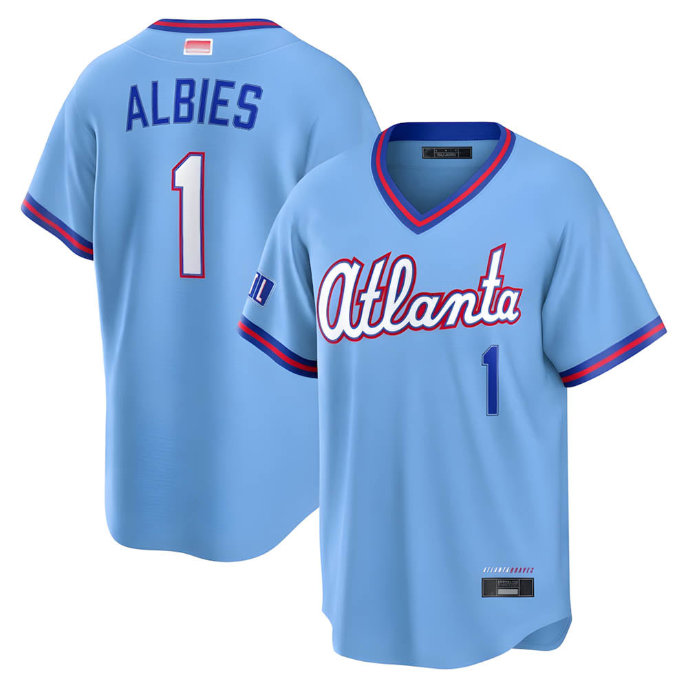 Crovyle A.Braves #1 Ozzie Albies Player Powder Blue 2026 City Connect T shirt Stitched Jerseys