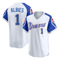 Crovyle A.Braves #1 Ozzie Albies Player White Limited Throwback Cooperstown Collection Stitched Jerseys
