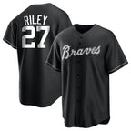 Crovyle A.Braves #27 Austin Riley Player Black&White Replica Stitched Jerseys