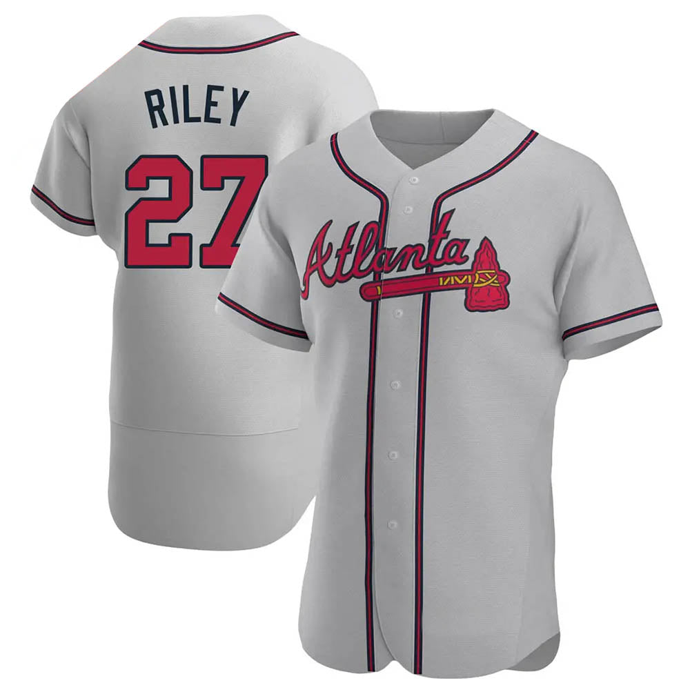 Crovyle A.Braves #27 Austin Riley Player Gray Authentic Road Stitched Jerseys