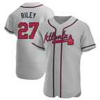 Crovyle A.Braves #27 Austin Riley Player Gray Authentic Road Stitched Jerseys