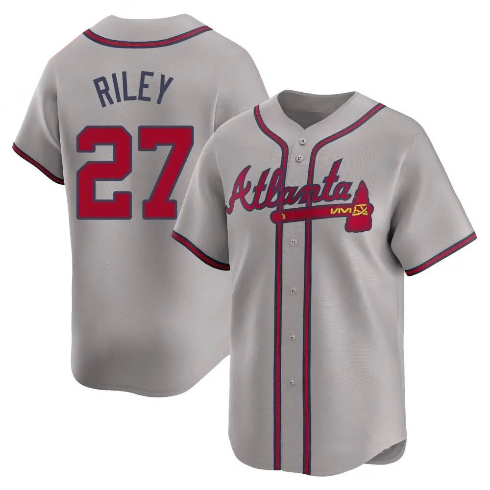 Crovyle A.Braves #27 Austin Riley Player Gray Limited Away Stitched Jerseys