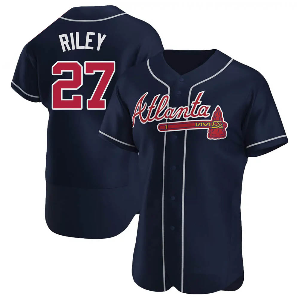 Crovyle A.Braves #27 Austin Riley Player Navy Authentic Alternate Stitched Jerseys
