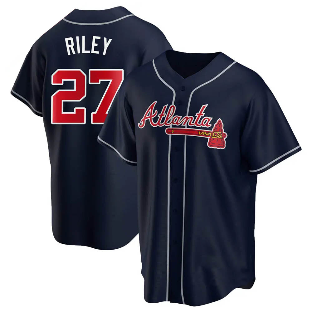 Crovyle A.Braves #27 Austin Riley Player Navy Replica Alternate Stitched Jerseys