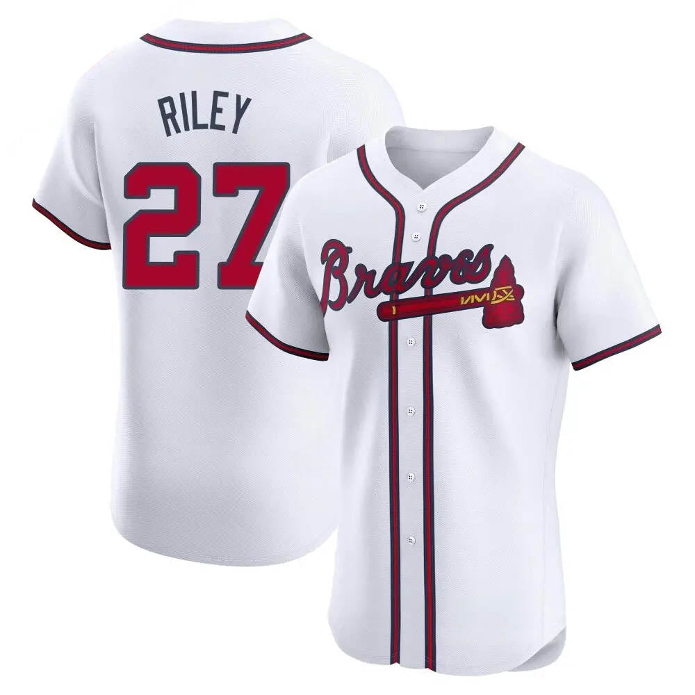 Crovyle A.Braves #27 Austin Riley Player White Elite Home Stitched Jerseys
