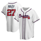 Crovyle A.Braves #27 Austin Riley Player White Replica Home Stitched Jerseys