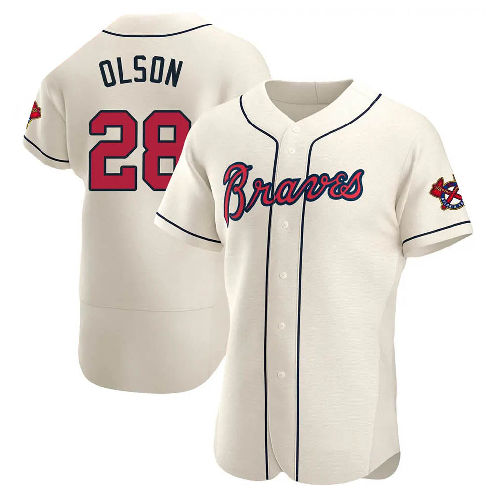 Crovyle A.Braves #28 Matt Olson Player Cream Authentic Alternate Stitched Jerseys