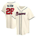 Crovyle A.Braves #28 Matt Olson Player Cream Replica Alternate Stitched Jerseys