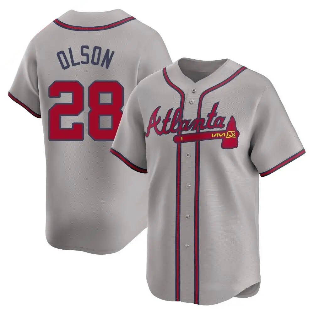 Crovyle A.Braves #28 Matt Olson Player Gray Limited Away Stitched Jerseys