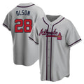 Crovyle A.Braves #28 Matt Olson Player Gray Replica Road Stitched Jerseys