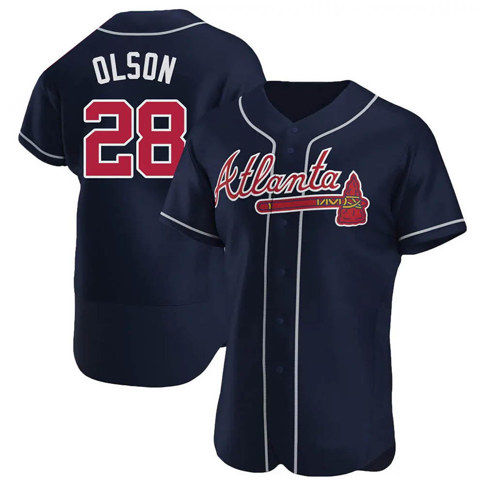 Crovyle A.Braves #28 Matt Olson Player Navy Authentic Alternate Stitched Jerseys