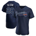 Crovyle A.Braves #28 Matt Olson Player Navy Authentic Alternate Team Stitched Jerseys