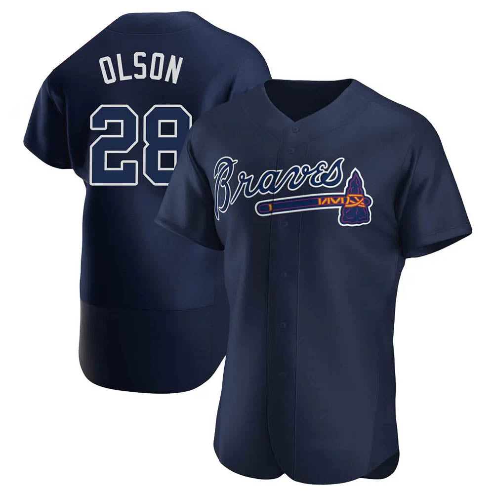 Crovyle A.Braves #28 Matt Olson Player Navy Authentic Alternate Team Stitched Jerseys