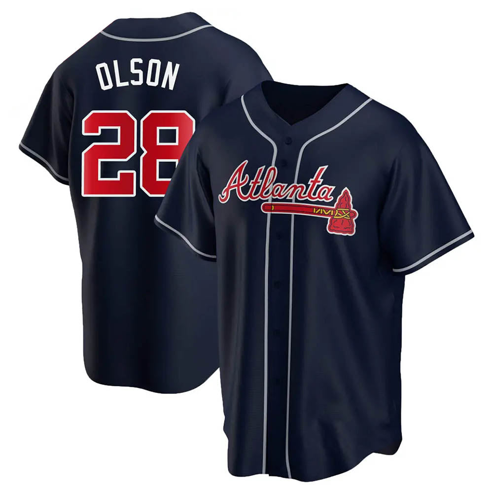 Crovyle A.Braves #28 Matt Olson Player Navy Replica Alternate Stitched Jerseys