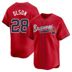 Crovyle A.Braves #28 Matt Olson Player Red Limited Alternate Stitched Jerseys