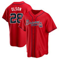 Crovyle A.Braves #28 Matt Olson Player Red Replica Alternate Stitched Jerseys