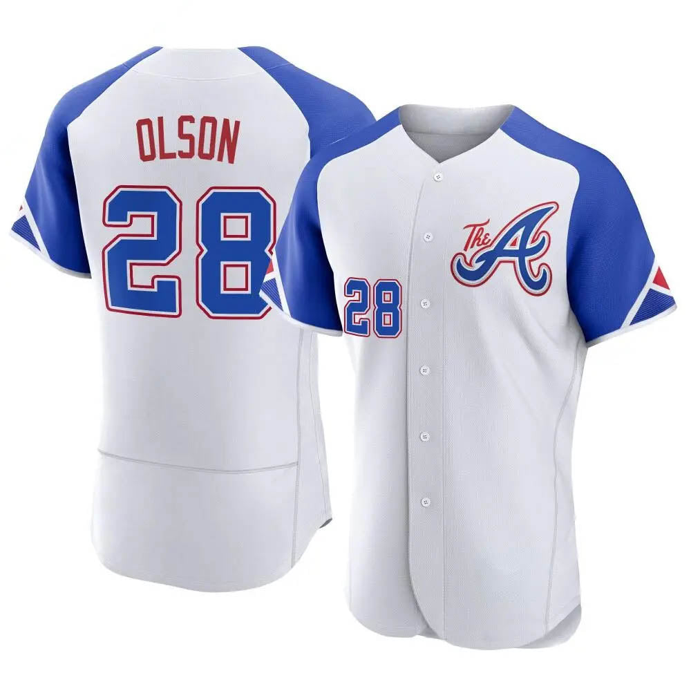 Crovyle A.Braves #28 Matt Olson Player White Authentic City Connect Stitched Jerseys
