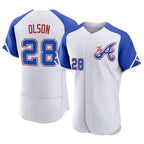 Crovyle A.Braves #28 Matt Olson Player White Authentic City Connect Stitched Jerseys