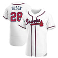 Crovyle A.Braves #28 Matt Olson Player White Authentic Home Stitched Jerseys