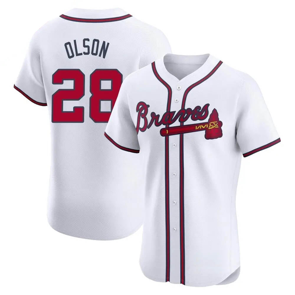 Crovyle A.Braves #28 Matt Olson Player White Elite Home Stitched Jerseys