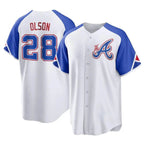 Crovyle A.Braves #28 Matt Olson Player White Replica City Connect Stitched Jerseys