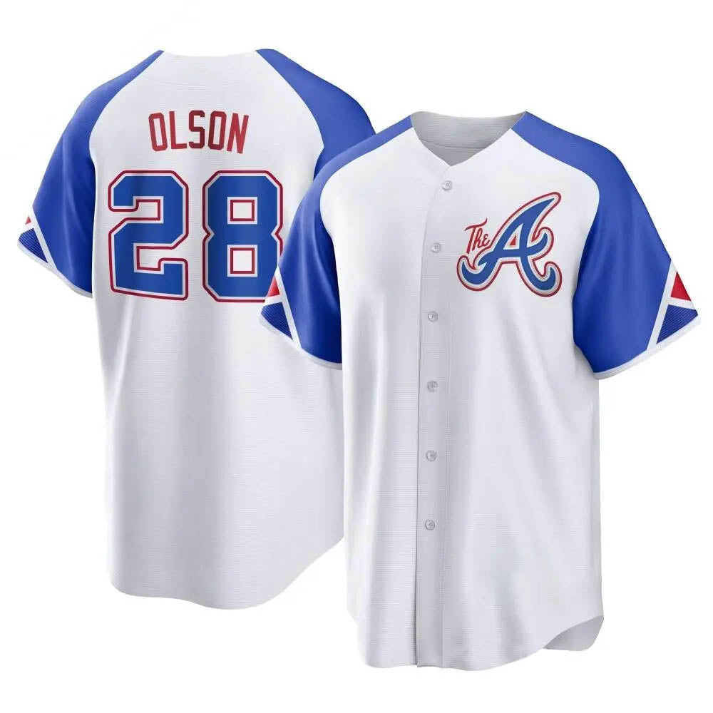 Crovyle A.Braves #28 Matt Olson Player White Replica City Connect Stitched Jerseys