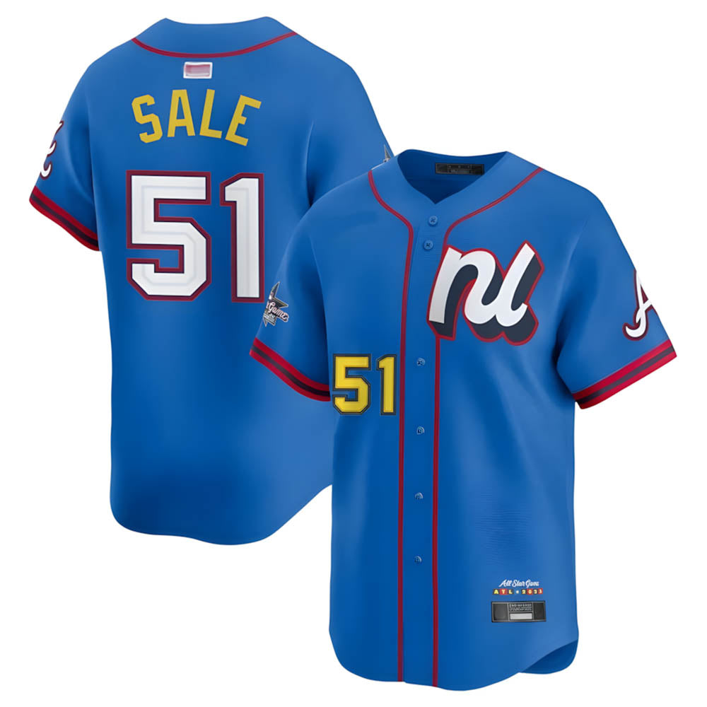 Crovyle A.Braves #51 Chris Sale Player Blue National League Limited Stitched Jerseys