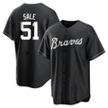 Crovyle A.Braves #51 Chris Sale Player White&Black Replica Stitched Jerseys
