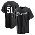 Crovyle A.Braves #51 Chris Sale Player White&Black Replica Stitched Jerseys