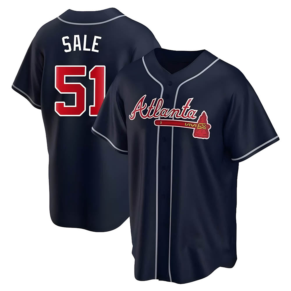 Crovyle A.Braves #51 Chris Sale Player Navy City Connect Stitched Jerseys