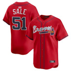 Crovyle A.Braves #51 Chris Sale Player Red Alternate Limited Stitched Jerseys