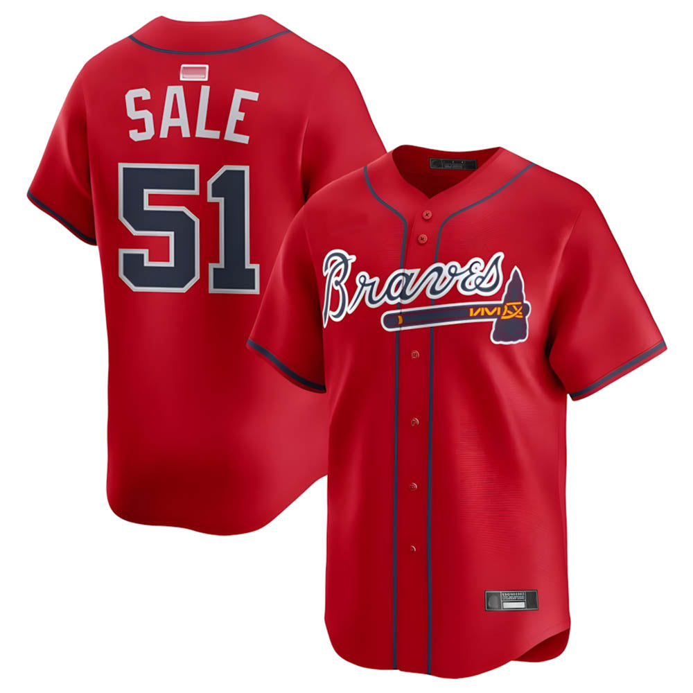 Crovyle A.Braves #51 Chris Sale Player Red Alternate Limited Stitched Jerseys