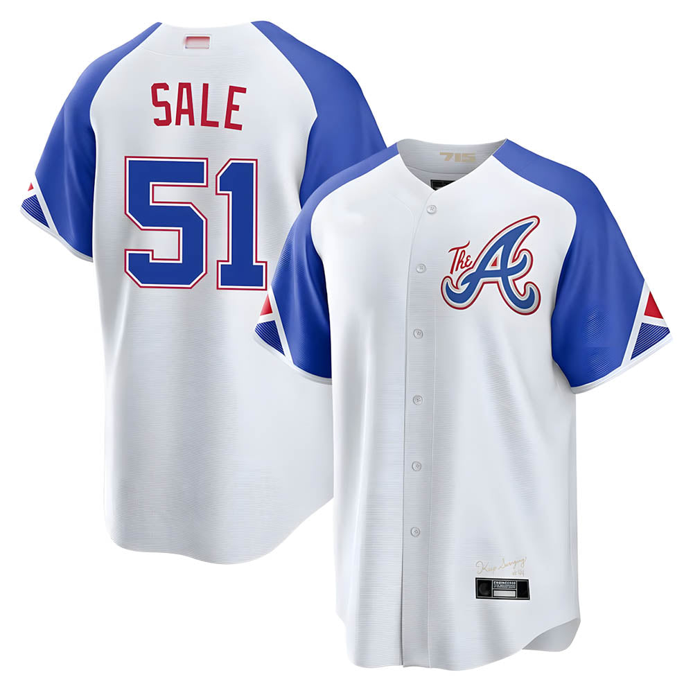 Crovyle A.Braves #51 Chris Sale Player White City Connect Limited Stitched Jerseys