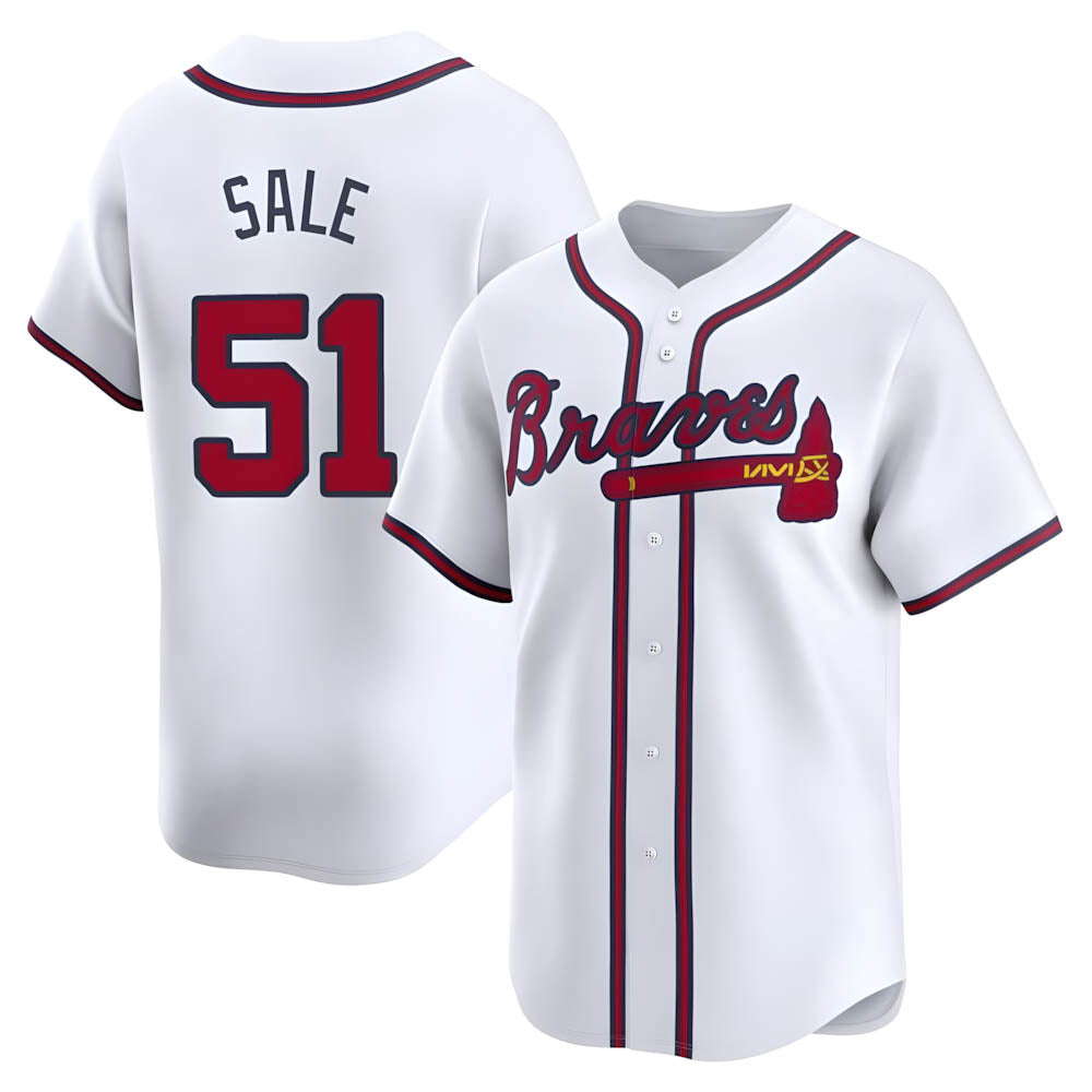 Crovyle A.Braves #51 Chris Sale Player White Limited Home Stitched Jerseys