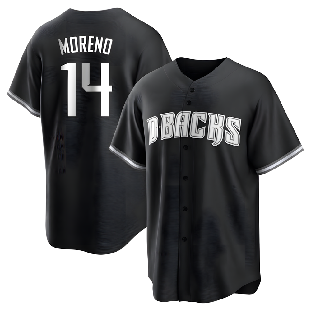 Crovyle A.Diamondbacks #14 Gabriel Moreno Player Black jersey White Replica Stitched Jerseys
