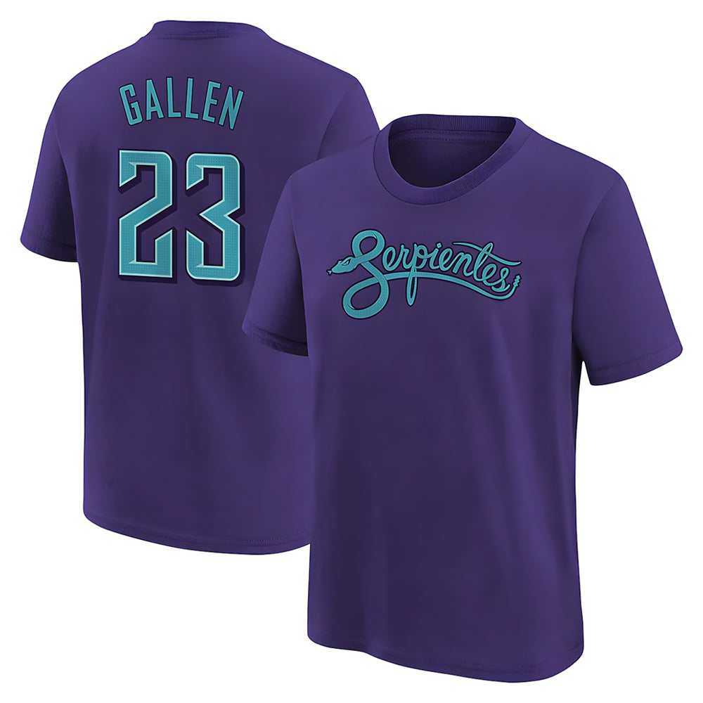 Crovyle A.Diamondbacks #23 Zac Gallen Player Purple Fuse City Connect round collar T shirt Stitched Jerseys