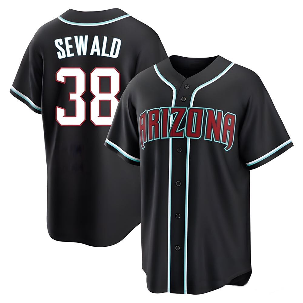 Crovyle A.Diamondbacks #38 Paul Sewald Player Black Replica Fashion Out Stitched Jersey