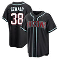 Crovyle A.Diamondbacks #38 Paul Sewald Player Black Replica Fashion Out Stitched Jersey