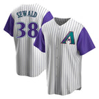 Crovyle A.Diamondbacks #38 Paul Sewald Player Cream Purple Alternate Cooperstown Collection Stitched Jersey