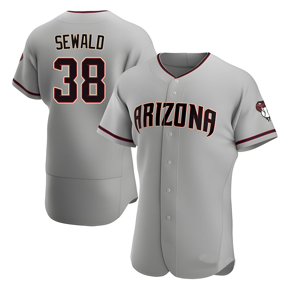 Crovyle A.Diamondbacks #38 Paul Sewald Player Gray Authentic Road Stitched Jersey