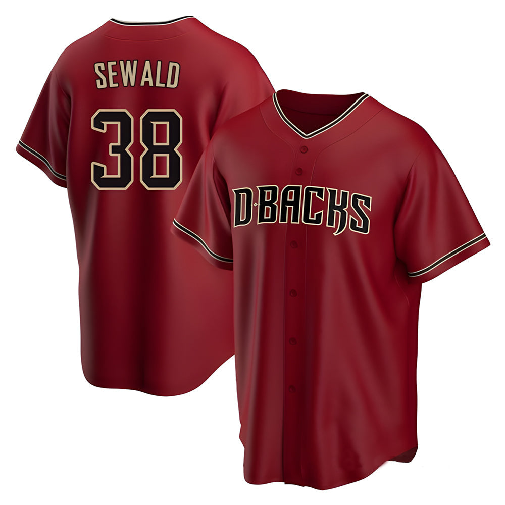Crovyle A.Diamondbacks #38 Paul Sewald Player Red Alternate Replica Stitched Jersey