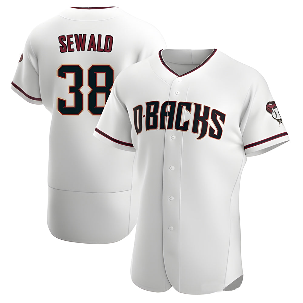 Crovyle A.Diamondbacks #38 Paul Sewald Player White Authentic Crimson Home Stitched Jersey