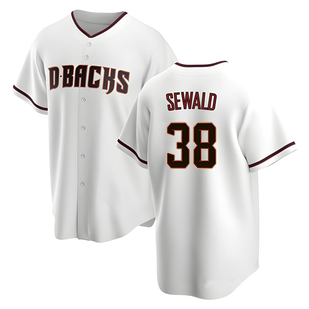 Crovyle A.Diamondbacks #38 Paul Sewald Player White Replica Home Stitched Jersey