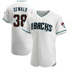Crovyle A.Diamondbacks #38 Paul Sewald Player White Teal Authentic Alternate Stitched Jersey